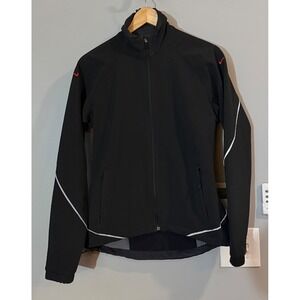 Nike Black Jacket with Red Swoosh and White Piping